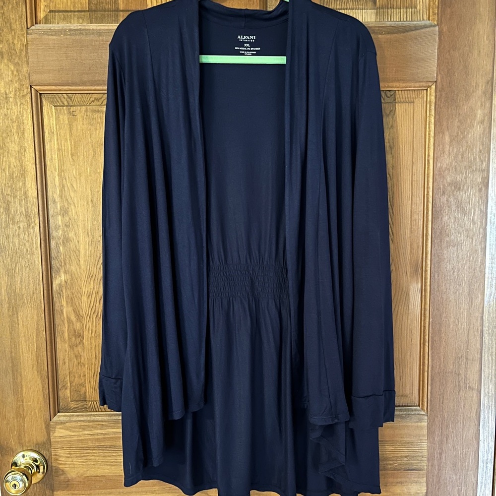 Alfani Intimates Open Front Loungewear Cardigan Navy Blue size XXL